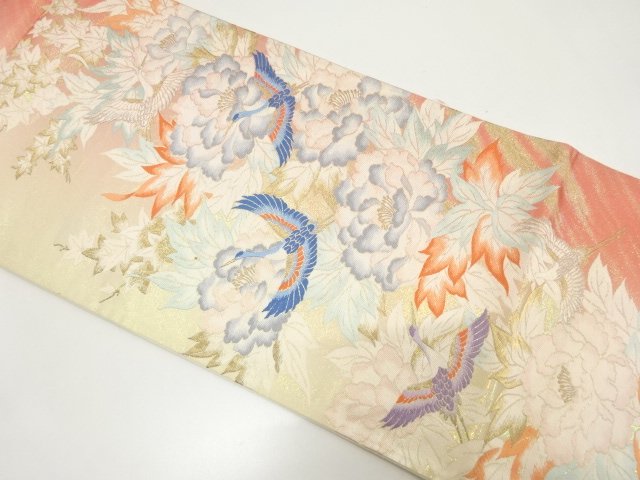 JAPANESE KIMONO / FUKURO OBI / WOVEN- PATTERNS OF A FLOCK OF CRANES / 